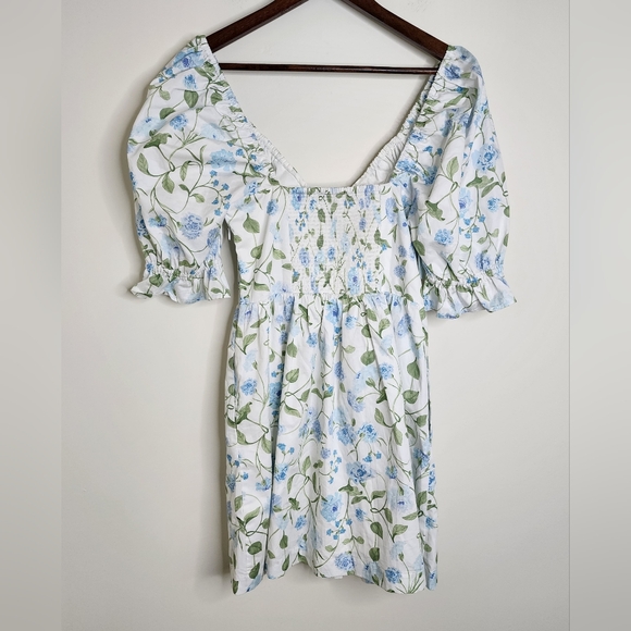 Hill House Ophelia Floral Puff Sleeve Mini Dress Small Cottagecore Picnic Boho - Picture 12 of 16